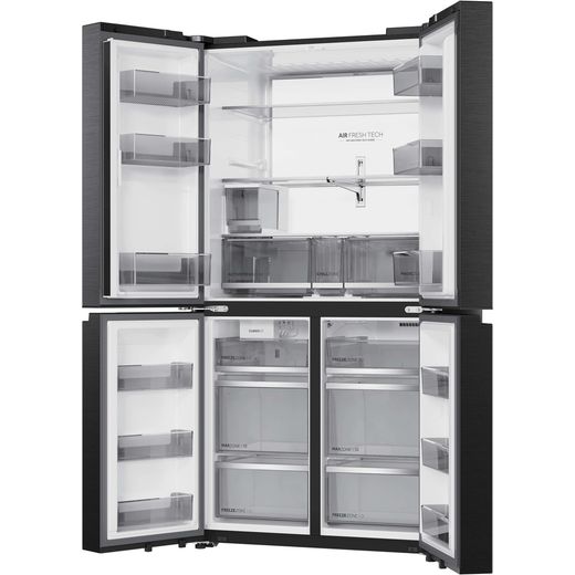Haier Horizon American Fridge Freezer - Obsidian Steel - Doors open